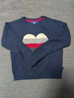 okadi ネイビー ハート柄 セーター 4Y/104　100