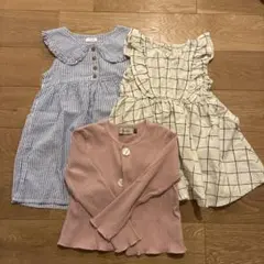ノースリーブワンピ2点　98〜100サイズ&カーディガン110サイズ　セット