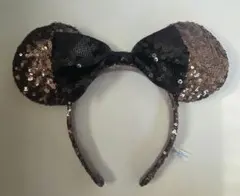 【美品】ディズニー カチューシャ ミニー スパンコール ブラウン×ブラック
