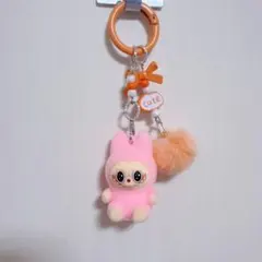 ラブブLABUBU大人気ぬいぐるみピンクキーホルダー