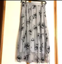 ❣️透け感チュールスカート　フラワーシアーフレアスカート レースフレアー