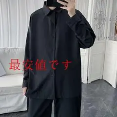 2021年きしました！アーティスト風シンプルメンズシャツ(ブラック)8