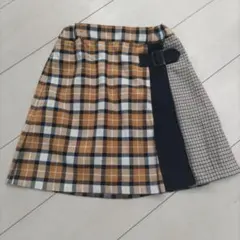 チェック柄ウエストベルト付きスカート