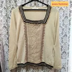 【axes femme】クリームカラー　ケーブル編みニット　Mサイズ