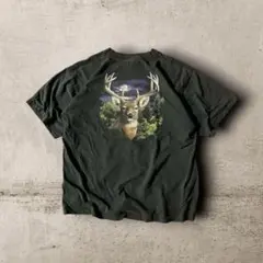 USA製90s ALOREアニマルプリントTシャツ両面バックロゴシングル黒 XL