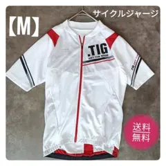 【美品】ティゴラ TIGORA 半袖 サイクルジャージ 白 赤 Mサイズ