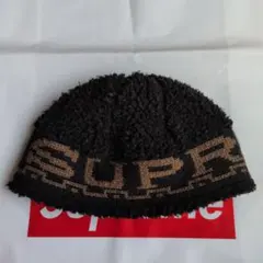 Supreme 23FW Sherpa Logo Beanie Black