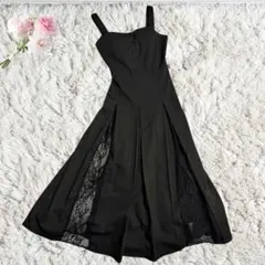 dazzlin レースドッキング フレアキャミワンピブラック M