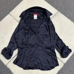 【MaxMara】マックスマーラ 長袖シャツ シルク100 ネイビー 42 XLのサムネイル