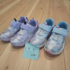 女の子 スニーカー ムーンスター ニーモ 紫 水色 2足 まとめセット 19.5