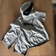PUMA フード付きグレーショートスリーブジャージ