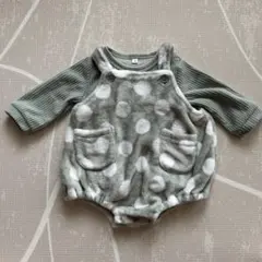 水玉模様ロンパースと長袖トップスセット