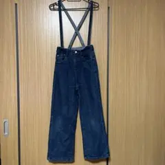 AND YUA ANY サスペンダー付き　ワイドパンツ　デニム　150