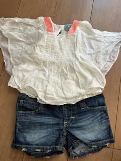 Lee デニムショートパンツとbabyGAPの白トップスセット　まとめ売り