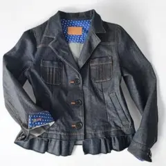 SONIA RYKIELソニアリキエル濃デニムジャケットフリルドット44大きめ