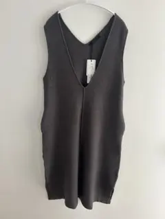 CYNICALノースリーブVネックニットワンピース M ダークグレー