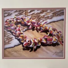 ☆美品☆【額装済み】GARRY PALM 絵画 プルメリア ハワイアン