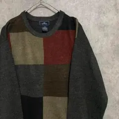 90s vintage 柄ニット　メンズ　M アクリル　個性派　古着　Y2