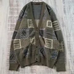 デザイン ウール ニット カーディガン 古着 レトロ 日本製