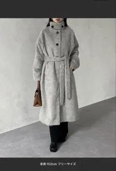 スタンドカラージャギーロングコート　Thevon