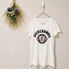 アバクロ 半袖Tシャツ 刺繍ロゴ ホワイト 薄手 カジュアル キッズ 白　Sのサムネイル