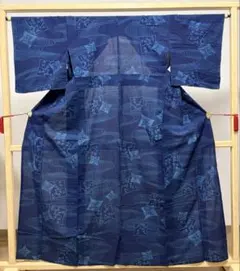 A5 夏物 草花模様 青色系 絽 紗 薄物 麻 小紋 着物 K474 - メルカリ