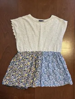 ビームスミニ　BEAMS mini 花柄切替 ノースリーブTシャツ 140cmのサムネイル