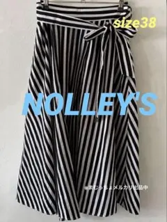 【中古】Nolley's 白黒ストライプ柄 フレアスカート リボン付き １点のサムネイル