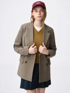 GU ダブルブレストチェックジャケット　XL