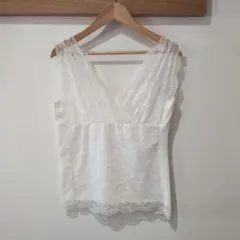 CECIL McBEE レース タンクトップ ホワイト M カップなしのサムネイル