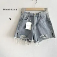 新品タグ付き Miniministore デニムショートパンツ ダメージ S