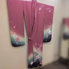 E*5様 #ER22.綺麗成人正絹振袖桜吹雪にグラデーション蕾金彩大きめ175c