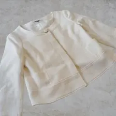 【美品】ナチュラルビューティーベーシック　コットン混ツィード　ショートジャケット