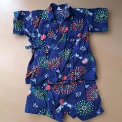 ベビー甚平 花火柄 紺色