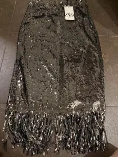 タグ付未着用! ZARA スパンコール フリンジ スカート 発表会 ステージ