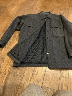 パパスメンズジャケット　裏イルティングヘリンボングレー