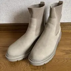 GU リブニットソックスブーツ XL 25 トラックソール　ベージュ　1度着　美
