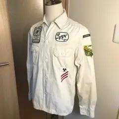 メンズ【美品 アヴィレックス】L 刺繍ワッペン USN ジャケット カバーオールのサムネイル