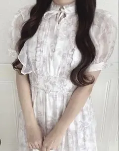 evelyn ラメフリル花柄OP ワンピース ピンク