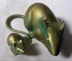 美術鋳物置物 村田肇一さんの干支の動物たち｜GALLERY工+with 子宝 村田宏作　親子2点セット　縁起物 日展作家 ネズミ 鼠 置物