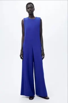 ZARA ロイヤルブルー　パンツドレス　ノースリーブ オールインワン