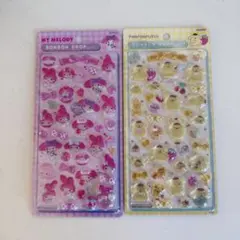 正規品！第二弾　マイメロディ・ポムポムプリン ボンボンドロップシール 2枚セット