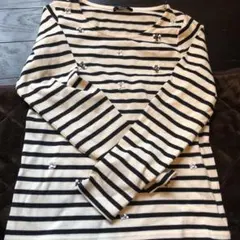 ビジュー付きボーダーカットソー