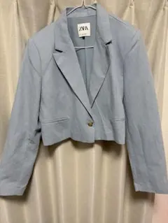 ZARAライトブルー クロップドジャケット