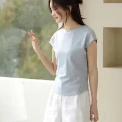 おしゃれ Tシャツ レディース 半袖 綿 クルーネック 夏 着痩せ 無地