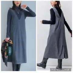 23区 グレー ワンピース ロングワンピース ノースリーブ ワンピース 38