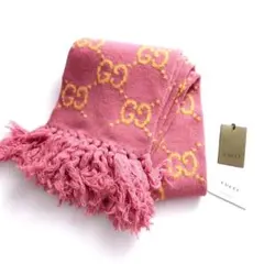 GUCCI グッチ マフラー ピンクカラー 即発送可能 正規店購入 中古 GUCCI 美品◎GUCCI グッチ 505395 ウール シルク GGジャガード