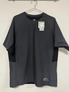 ティゴラ ドットエアテック半袖Tシャツ Vジャン チャコールグレー×ブラック