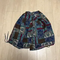 【希少品】 ガウチョパンツ エスニック マルチカラー 総柄 L