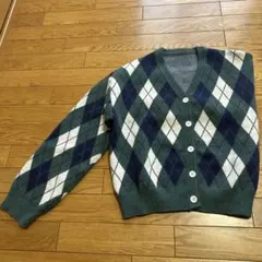 SHEINアーガイル柄カーディガン（緑系）